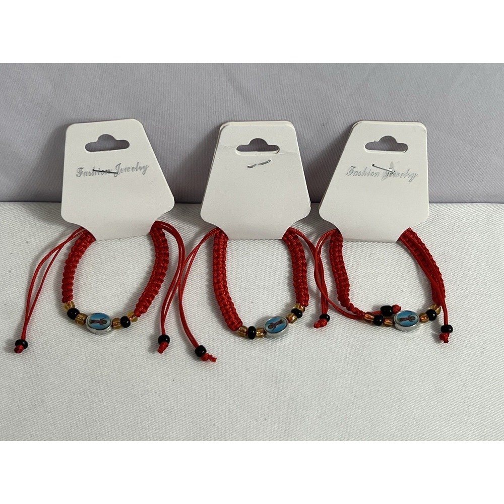 Red String Bracelet With Infant Of Prague Medal (3 Pcs) Baby Kids Protection Bra